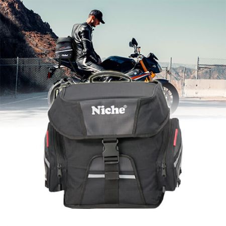 Roll-Top with Flap Rear Helmet Bag for Motorcycle - Rear Bag with Roll-Top and Cover for Motorcycle, Seat Bag, Helmet Bag